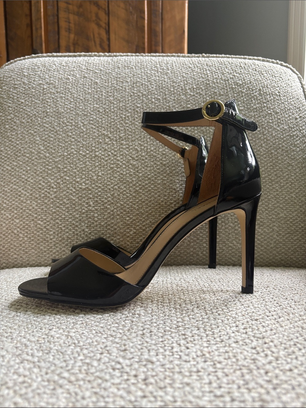 MICHAEL Michael Kors Black Patent Leather Ankle-Strap Stilettos - 8.5